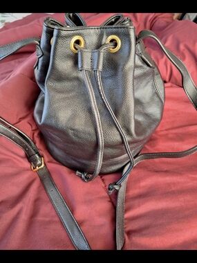 Old Navy Black Bucket Bag with Gold Hardware